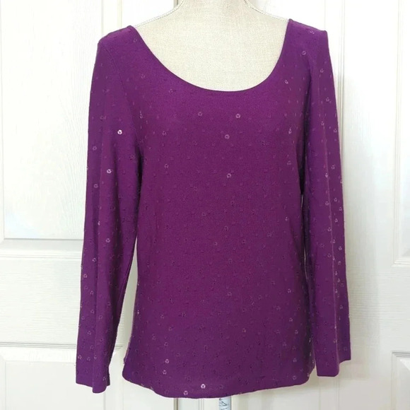 Salvador Ferragamo Sccop neck Sequined Purple Wool Sweater - Picture 1 of 5